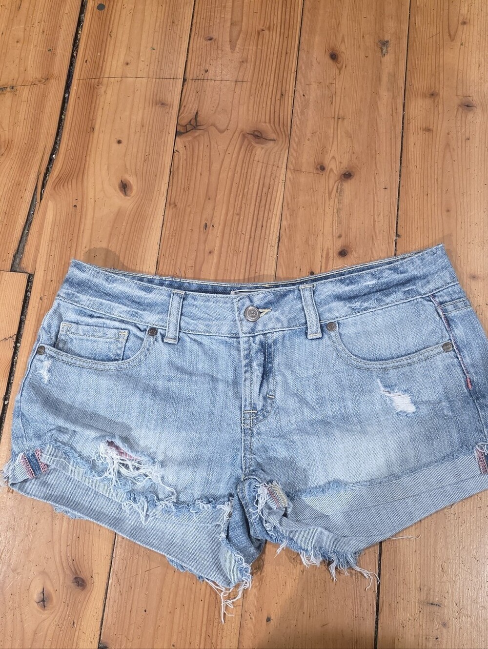 PINK Victoria's Secret Light Blue Distressed Denim Cutoff Shorts